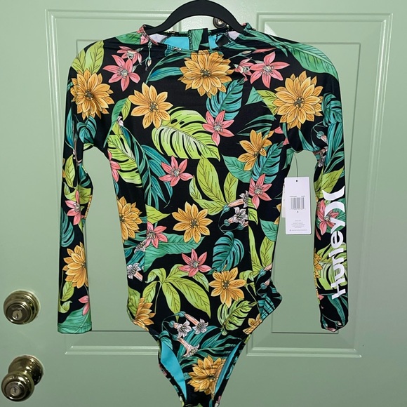 Hurley Other - Hurley Paddle Suit Surf Suit Zip Back Black Floral NWT